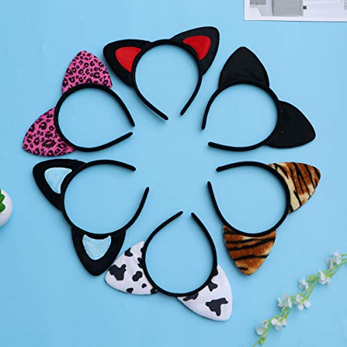 Frcolor Diademas de Orejas de Gato de Fiesta de Disfraces Diademas para Mujers Niñas 6 Piezas (Colores Mezclados)