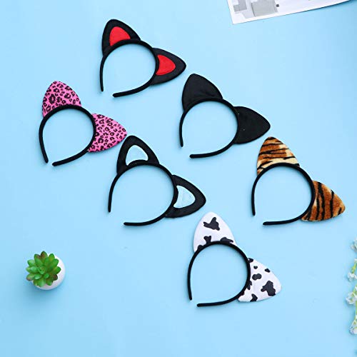 Frcolor Diademas de Orejas de Gato de Fiesta de Disfraces Diademas para Mujers Niñas 6 Piezas (Colores Mezclados)