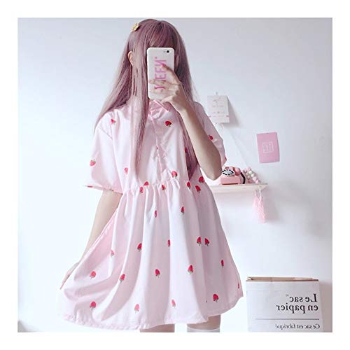 Fresa Verano Japonés De Dibujos Animados Dulce Impresión Sueltas Niñas Suave Hermana Lolita Linda Prairie Vestimenta del Estudiante Elegante Niña Verano Primavera Otoño Mujer