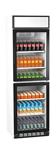 Frigorífico para botellas con 2 puertas de cristal, con expositor de bebidas