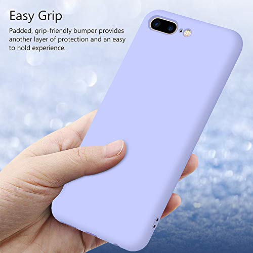 Funda iPhone 7 Plus/iPhone 8 Plus + Protector de Pantalla de Vidrio Templado, Carcasa Ultra Fino Suave Flexible Silicona Colores del Caramelo Protectora Caso Anti-rasguños Back Case - Morado Claro