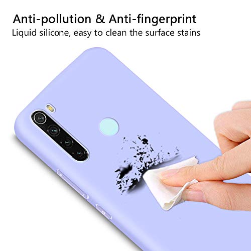 Funda para Xiaomi Redmi Note 8 + Protector de Pantalla de Vidrio Templado, Carcasa Ultra Fino Suave Flexible Silicona Colores del Caramelo Protectora Caso Anti-rasguños Case - Morado Claro