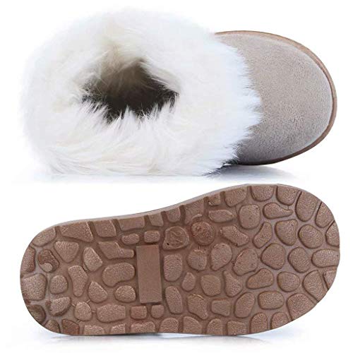 Gaatpot Zapatos Invierno Niña Niño Botas de Nieve Forradas Zapatillas Botón Botines Planas para Unisex Niños Beige 32 EU = 33 CN