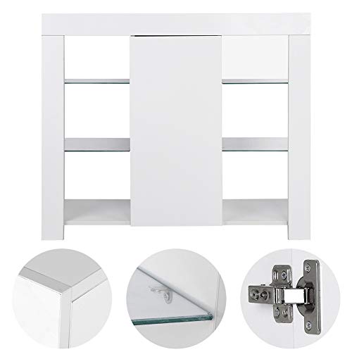 Gabinete Moderno con Tira de LED Control Remoto Decoración de la Sala Oficina Casa Aparador Armario de Almacenamiento de Libros, 97.5 x 35 x 83.5cm