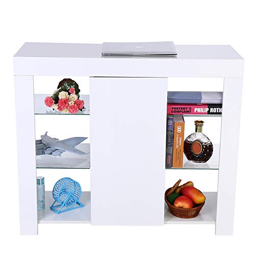 Gabinete Moderno con Tira de LED Control Remoto Decoración de la Sala Oficina Casa Aparador Armario de Almacenamiento de Libros, 97.5 x 35 x 83.5cm