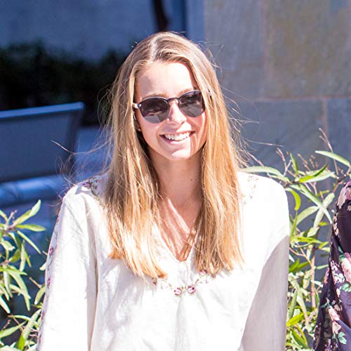 Gafas de sol redondas de madera de bambú para mujeres y hombres con lentes polarizadas de estilo especial de una pieza, color negro