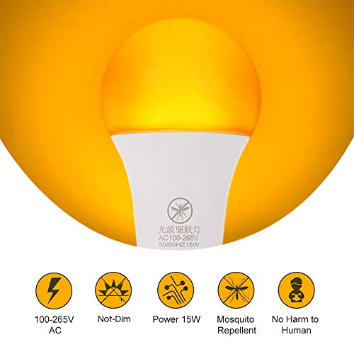 Galapara Bombillas LED, Bombilla Mosquitos E26 / 27 12W Bombilla Repelente de Mosquitos No UV Luz de Noche para Uso en Interiores al Aire Libre Larga Vida útil Ahorro de energía