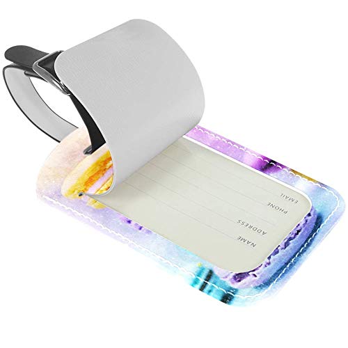 Galletas de Colores Etiquetas para Equipaje niños Etiquetas Grandes de Cuero Etiquetas Iniciales Conjunto de Etiquetas para Maletas 7x11.4cm