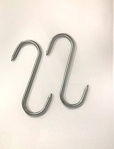 Ganchos de carnicero, 20cm, diametro 9cm, en acero inoxidable 430, lote de 2