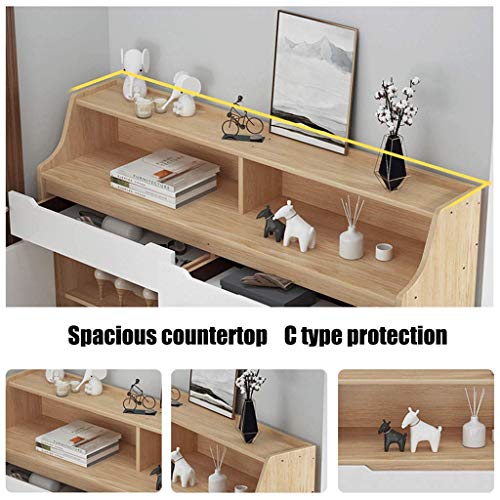 Gaohh Zapatero para El Hogar Almacenamiento de Gran Capacidad en La Puerta Armario de Entrada Taquillas para El Hogar Zapatero para Balcón 4 Puertas 2 Cajones Color Nogal, Color Madera(Color:marrón)