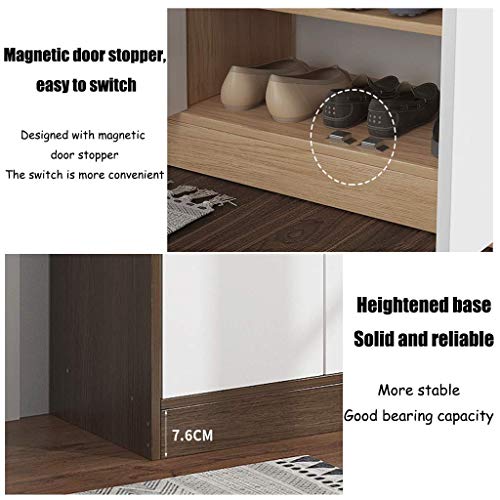 Gaohh Zapatero para El Hogar Almacenamiento de Gran Capacidad en La Puerta Armario de Entrada Taquillas para El Hogar Zapatero para Balcón 4 Puertas 2 Cajones Color Nogal, Color Madera(Color:marrón)
