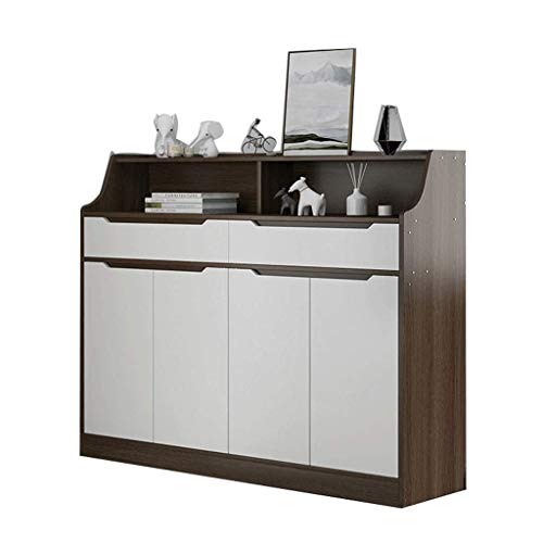 Gaohh Zapatero para El Hogar Almacenamiento de Gran Capacidad en La Puerta Armario de Entrada Taquillas para El Hogar Zapatero para Balcón 4 Puertas 2 Cajones Color Nogal, Color Madera(Color:marrón)