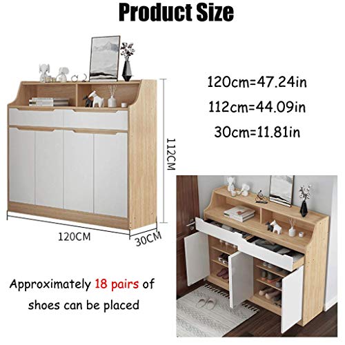 Gaohh Zapatero para El Hogar Almacenamiento de Gran Capacidad en La Puerta Armario de Entrada Taquillas para El Hogar Zapatero para Balcón 4 Puertas 2 Cajones Color Nogal, Color Madera(Color:marrón)