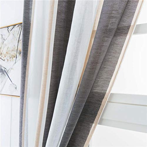 Garneck panel de cortina de gasa cortinas de ventana de tul semi transparentes modernas cortinas para dormitorio cocina baño decoración 100x200cm (café gris)