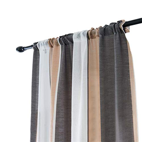Garneck panel de cortina de gasa cortinas de ventana de tul semi transparentes modernas cortinas para dormitorio cocina baño decoración 100x200cm (café gris)