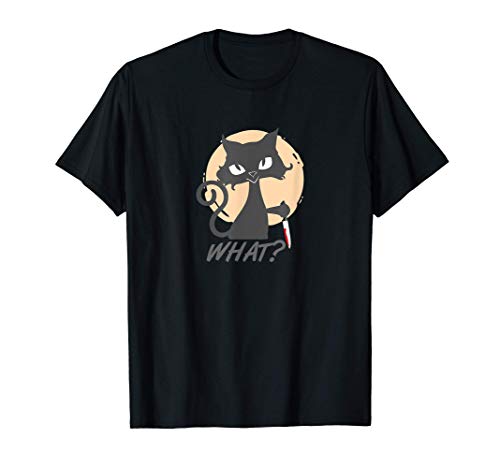 Gato Qué? Lindo y divertido gato con cuchillo Cat What?! Camiseta