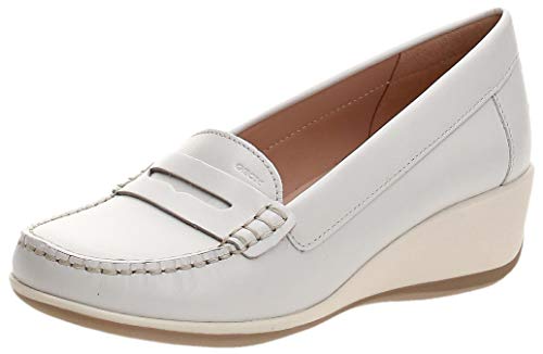 Geox D ARETHEA B, Mocasines para Mujer, Marfil (Off White C1002), 35 EU