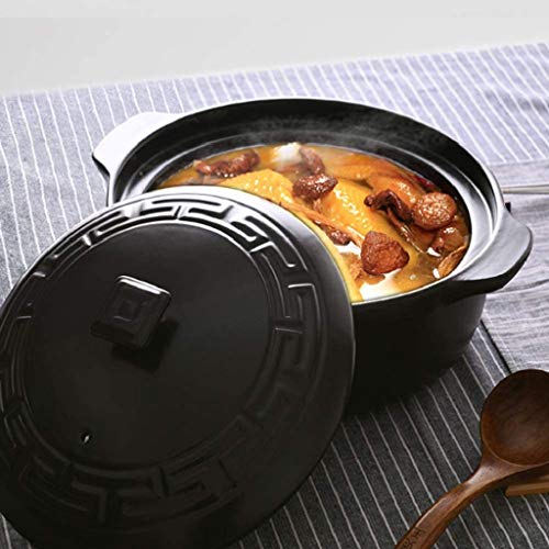 GFDFD Negro Cazuela Cazuela, cazuela de cerámica, cazuela, Olla, Gas doméstico, Alta Temperatura Sopa de Olla
