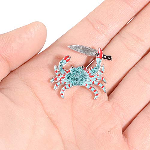 GJongie para Mujer Broches Broche De Cangrejo De Mar, Cuchillo De Cangrejo Verde, Alfiler De Esmalte Brillante, Insignia De Animal Marino, Broche De Cangrejo, Joyería Única De Moda para Mochila