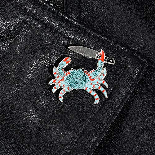 GJongie para Mujer Broches Broche De Cangrejo De Mar, Cuchillo De Cangrejo Verde, Alfiler De Esmalte Brillante, Insignia De Animal Marino, Broche De Cangrejo, Joyería Única De Moda para Mochila