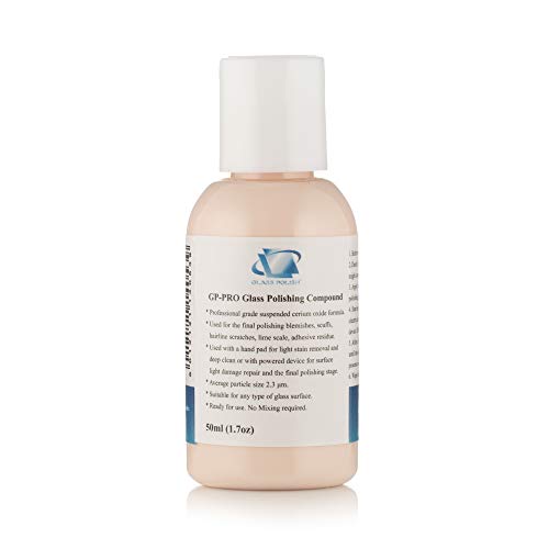 Glass polish - Limpiador de vidrios - pasta de pulido de vidrio granular (extra concentrado de óxido de cerio), 50 ml