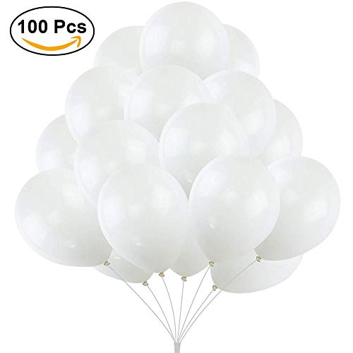 Globos Festival 100 Globos de látex Blancos Metalizados Surtidos 8" 20CM Biodegradable Fabricado en España Globos Blancos Metalizados para Fiestas, Comuniones, Cumpleaños, Eventos