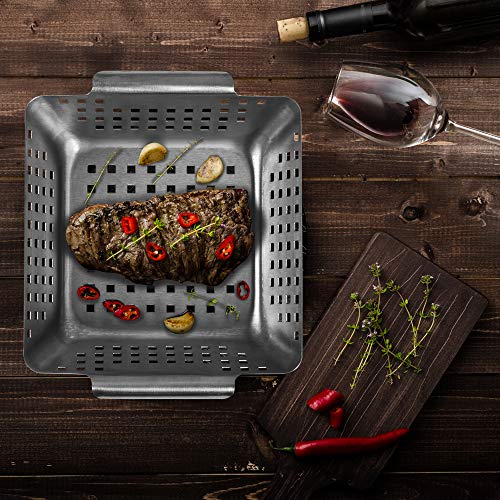 GOURMEO cesta de verdura para barbacoa de acero inoxidable | rejilla para barbacoa, cestillo freidor, cesta para frituras