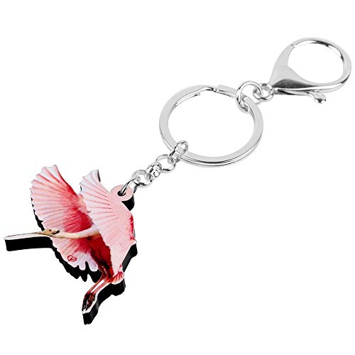 GPZEDCDB Llaveros Llaves Llaveros de espátula roja voladora con Estampado de pájaro, Llavero de Animales, joyería para Mujeres, niñas, Regalos de Fiesta de Moda, Accesorios para Bolsas