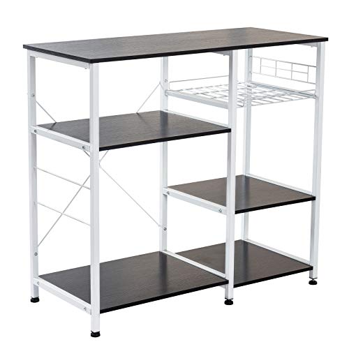 Grandma Shark Kitchen Baker's Rack, Soporte de Horno de microondas utilitario Estante de estación de Trabajo utilitario, Almacenamiento Multifuncional para Horno, Especias, vajilla (Negro)