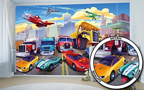 GREAT ART Foto Mural Infantil de Cars 336 x 238 cm - Papel Pintado 8 Piezas incluye Pasta para pegar