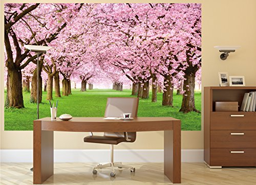 GREAT ART Mural De Pared – Mural De Flor De Cerezo –Flores Primavera Jardín Planta Bosque Parque Naturaleza para Florecer Árbol Avenida Foto Tapiz Y Decoración (210x140 Cm)