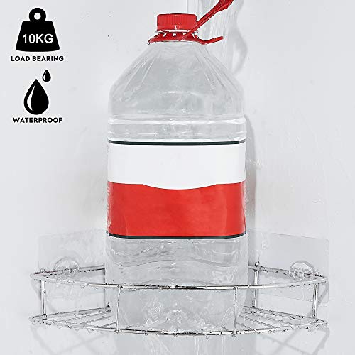 Gricol Estantes de Ducha Estante de Esquina Autoadhesivo para Baño sin Perforar Organizador de Almacenamiento con Adhesivo en Acero Inoxidable Cesta de Pared Antioxidante para Cocina Baño 2 Piezas