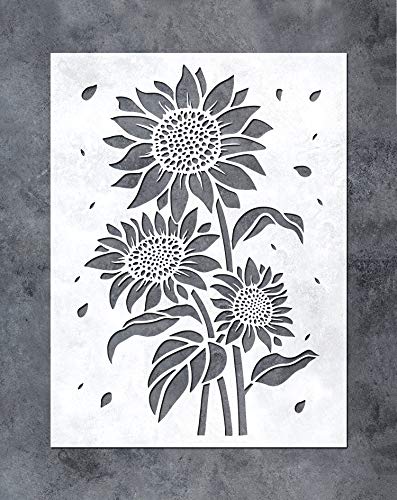 GSS Designs - Plantilla de girasol (12 x 16 pulgadas) - Plantillas de flores para pintar sobre madera, lienzo, papel, tela, suelo, pared, muebles, reutilizables para manualidades y regalos (SL-085)
