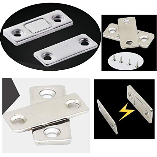 Guador Iman Puerta Fuerte 12 Piezas Ultra Fino Fuerte Sujeción Tarea Pesada Pestillo Puerta Corredera con Tornillos Puerta Cierre Magnético para Cocina Alacena Cerraduras Cajón Clausura Guardarropa