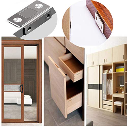 Guador Iman Puerta Fuerte 12 Piezas Ultra Fino Fuerte Sujeción Tarea Pesada Pestillo Puerta Corredera con Tornillos Puerta Cierre Magnético para Cocina Alacena Cerraduras Cajón Clausura Guardarropa