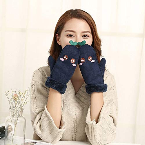 GUANAI Guante Otoño Invierno Femenino Cálido Lindo Dibujos Animados Hojas Mitones Mujeres Grueso Más Terciopelo Cachemira Guantes Halter