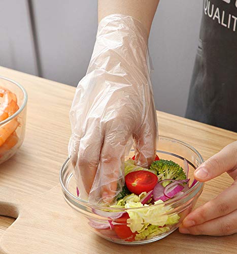 Guantes desechables de plástico transparente para cocinar, limpiar, pintar y manualidades a mano, alimentación y cuidado de mascotas, 1000 unidades