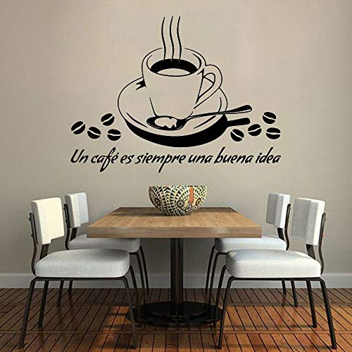 guijiumai España Cita Pared calcomanía Cita cafetería decoración del hogar Vinilo renovable Tienda Ventana Etiqueta café Puerta Arte decoración 56x42 cm