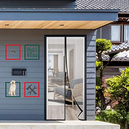 GUOGAI Cortina Mosquitera Magnética 95x230cm(37x91inch) Mosquiteras para Puertas Cortina Protección Fácil de ensamblar para Cortina de la Puerta, Negro A