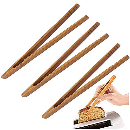 Gurxi 3 Piezas Pinza de Tostadas Bambú Pinza Bambú Natural Pinzas de Cocina de Bambú para Servir Pinzas de Bambú para Comida Natural Tenazas Buffet 18 cm Respetuoso con el Medio Ambiente No Tóxico