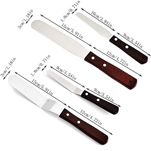 Gurxi Espátula Tartas Angulo Espátula Decoración Tartas Inoxidable Acero Crema Espátula Pasteles Angulo Espátula de Repostería Glaseado Mango para Alisar Crema Decorar Pasteles y Desmoldar 4 Piezas