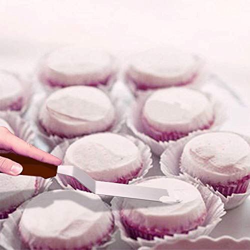 Gurxi Espátula Tartas Angulo Espátula Decoración Tartas Inoxidable Acero Crema Espátula Pasteles Angulo Espátula de Repostería Glaseado Mango para Alisar Crema Decorar Pasteles y Desmoldar 4 Piezas