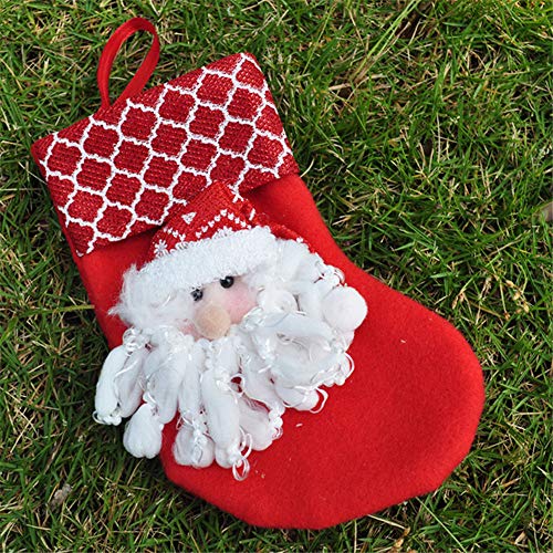 GZQ 6 pcs Calcetines Navideños, Calcetines Colgante de Decoración Navideña,Medias Bolsa de Regalo,Diseño de Papá Noel, muñeco de Nieve,Elk,Diseno Azar