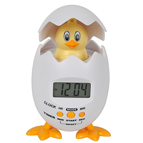 HAB & GUT -SG003- Pollito Poppy Despertador Digital - Pollito con Huevo - Funciona con Pilas