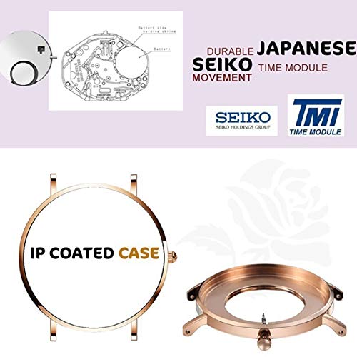 Hannah Martin Japón Cuarzo Estrellado Noche de Acero Inoxidable Malla Impermeable Reloj para Navidad Acción de Gracias