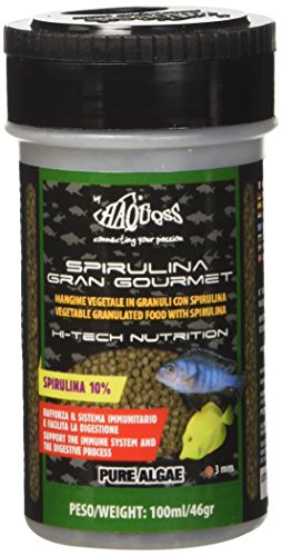 Haquoss Spirulina Gran Gourmet Comida en Copos para Peces Vegetariano, 100 ml/46 Gr