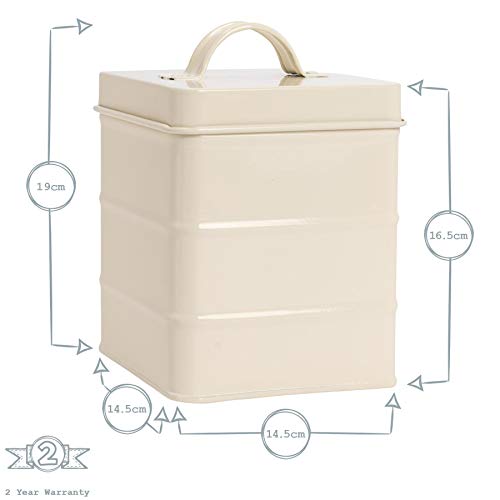 Harbour Housewares Industrial Caja de Galletas - Acero Estilo Vintage cocina para guardar Caddy con tapa - Crema