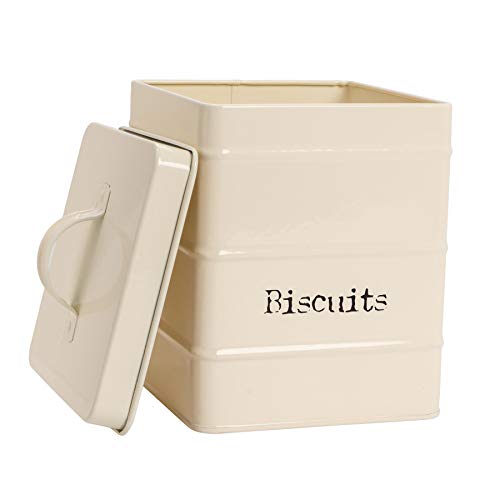 Harbour Housewares Industrial Caja de Galletas - Acero Estilo Vintage cocina para guardar Caddy con tapa - Crema