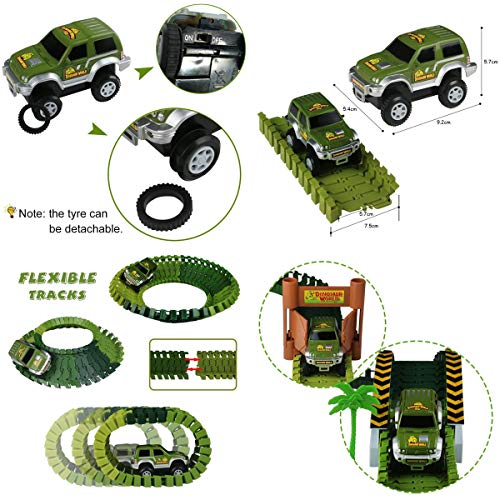 Harxin Circuito Coches Juguete Pista de Dinosaurio Coche Eléctrico DIY Conjunto de Juguete para Niños 3 4 5 6 Años (Pista de Coche)
