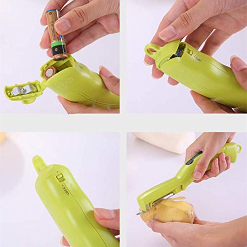 Hchao Tres peladores eléctricos de Mano con Horquillas de Acero Inoxidable para cavar Agujeros y Mangos ergonómicamente cómodos para Papas, Zanahorias, Frutas, Verde.